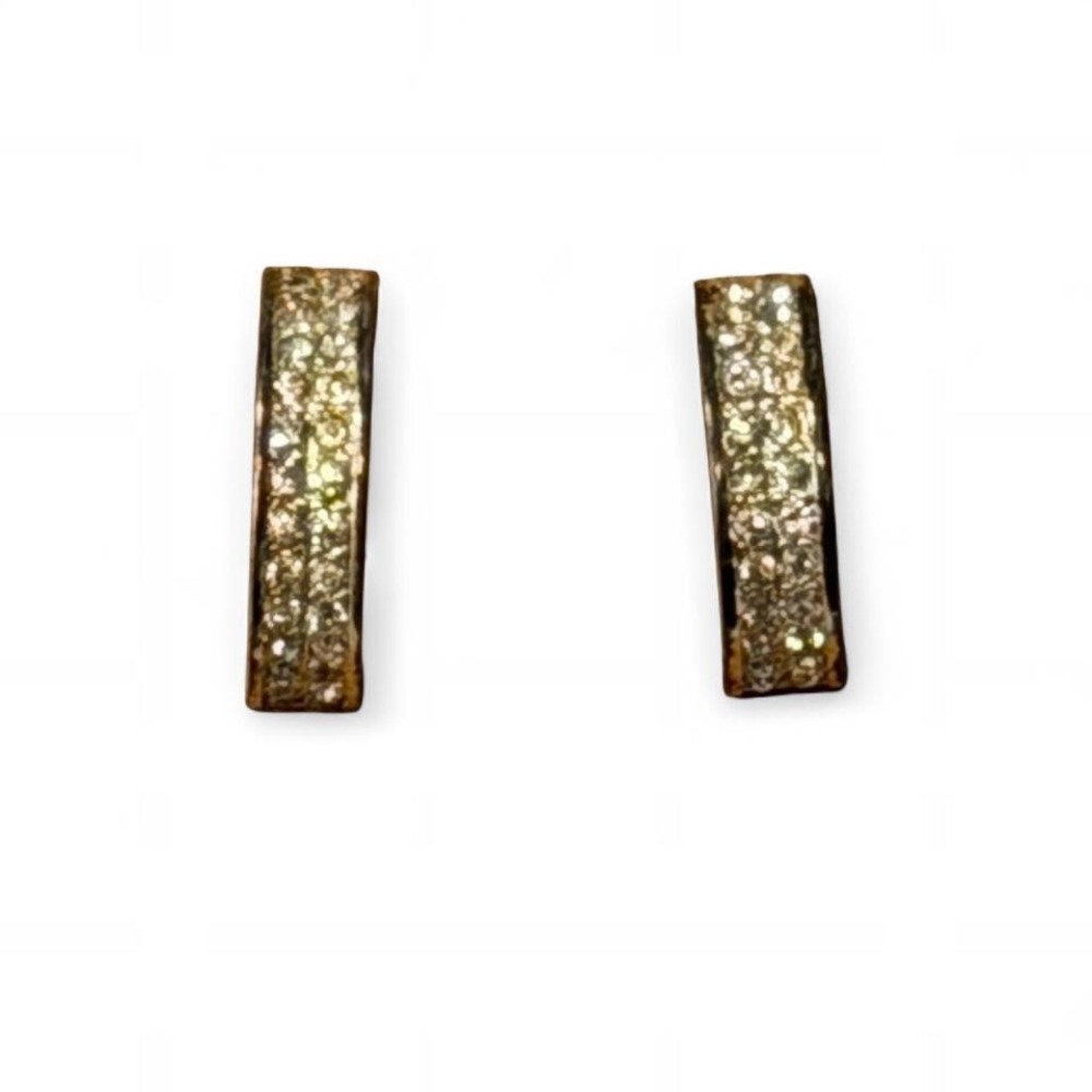 Vintage 80s Signed ROMAN Gold Tone Pave Rhinestone Huggie‎ Earrings